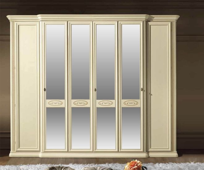 Camel Siena Night Ivory Italian 6 Door Wardrobe With 4 Mirror