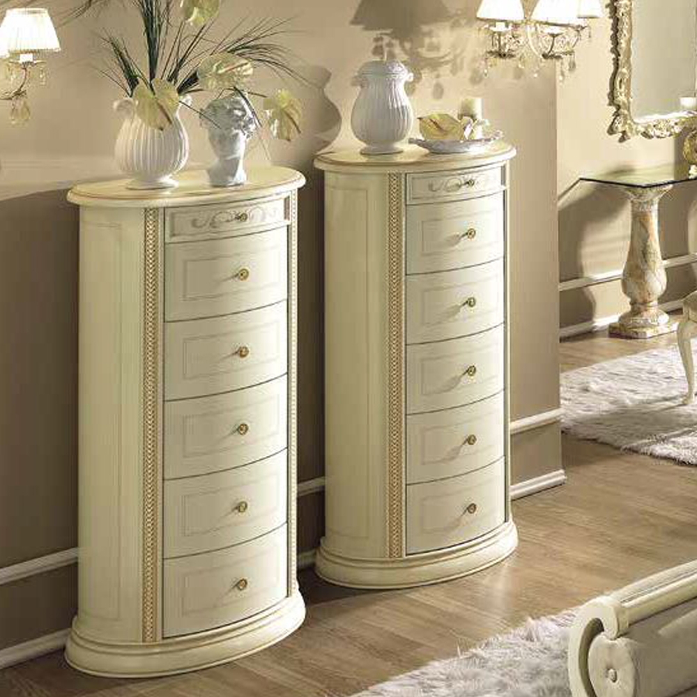 Camel Siena Night Ivory Italian 6 Drawer Chest