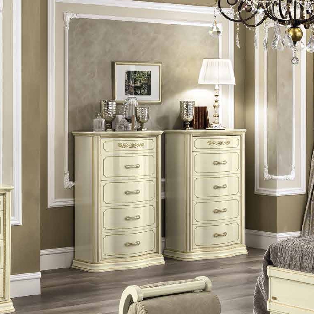 Camel Torriani Night Ivory Italian Vip 5 Drawer Chest