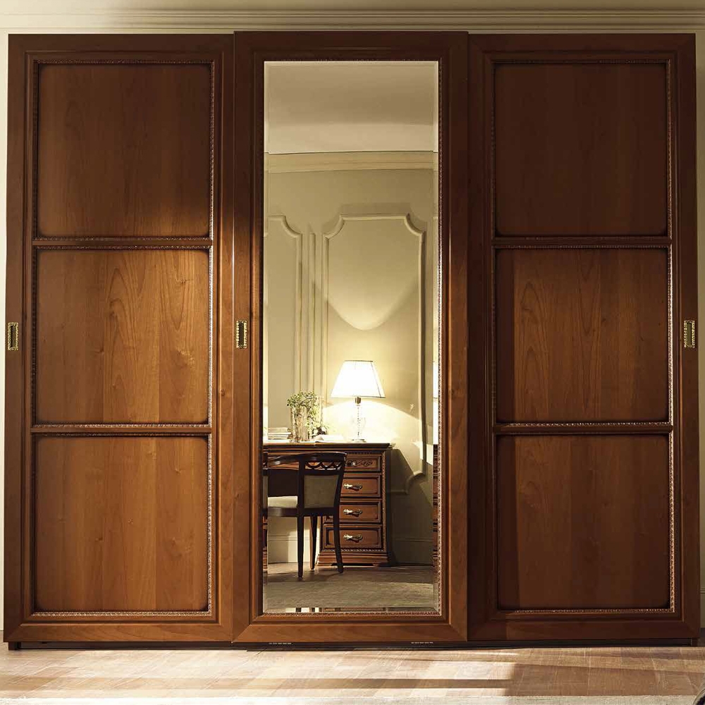 Camel Torriani Night Walnut Italian Terna Door Sliding Wardrobe