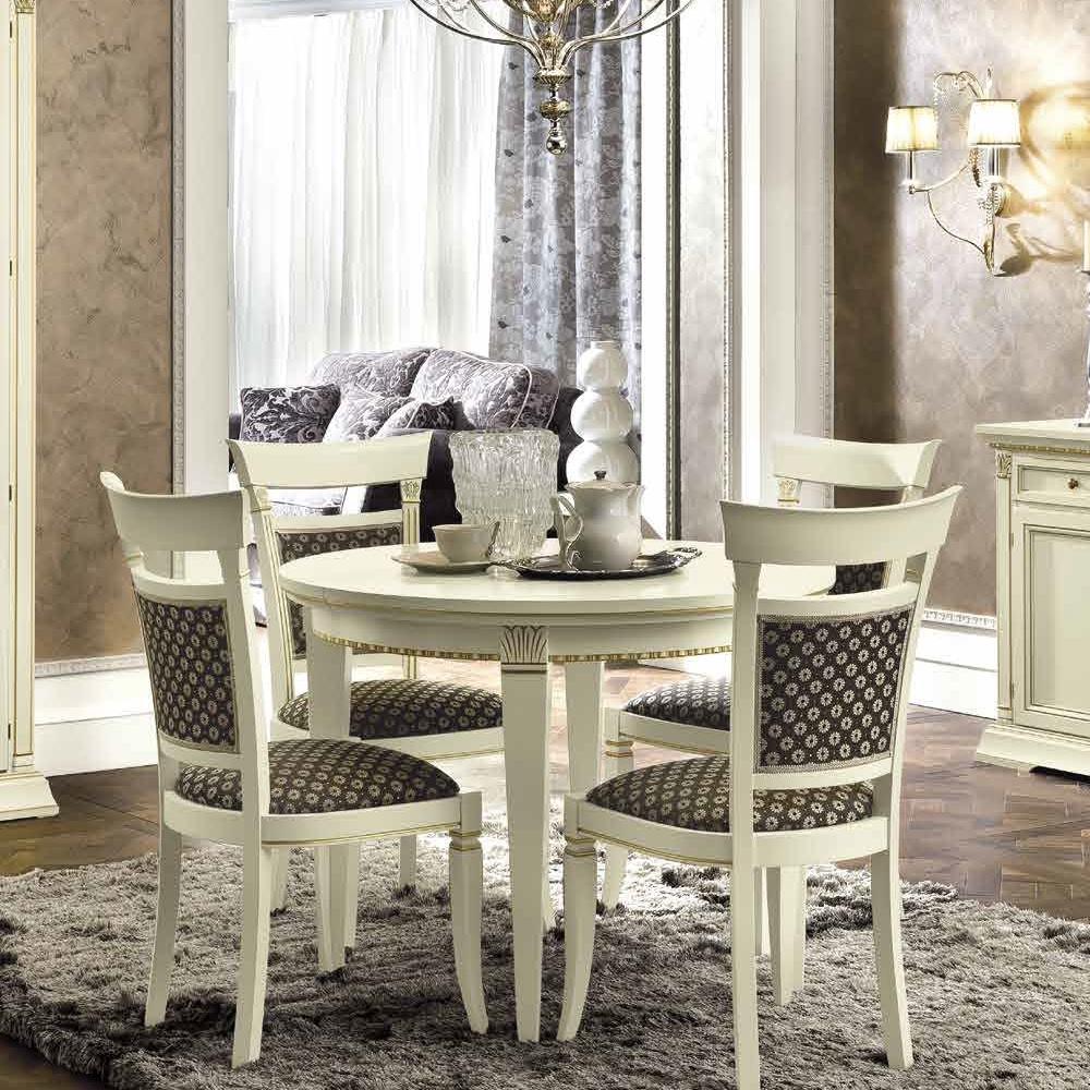 Camel Treviso Day White Ash Italian Round Extending Dining Table