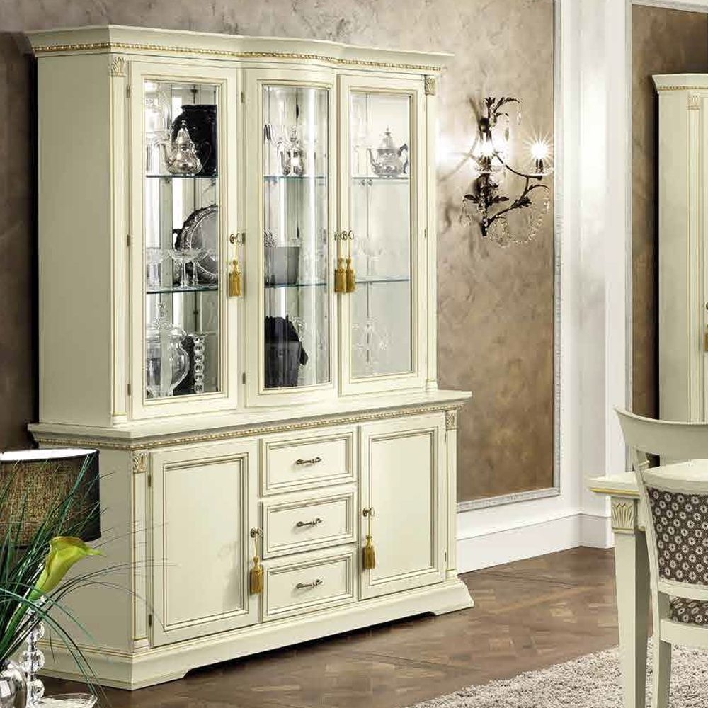 Camel Treviso Day White Ash Italian Sideboard With Vitrine