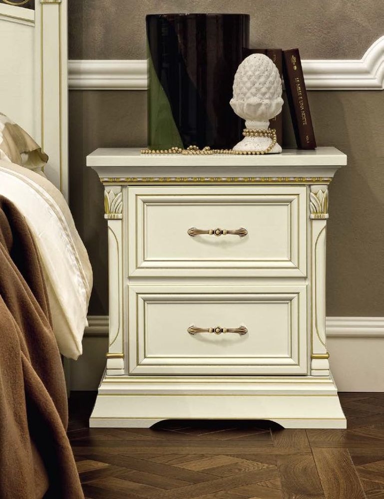 Camel Treviso Night White Ash Italian Bedside Cabinet