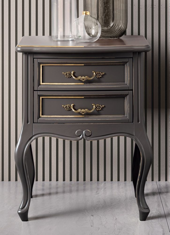 Camel Verdi Night Copper Smoke French Style 2 Drawer Bedside Table