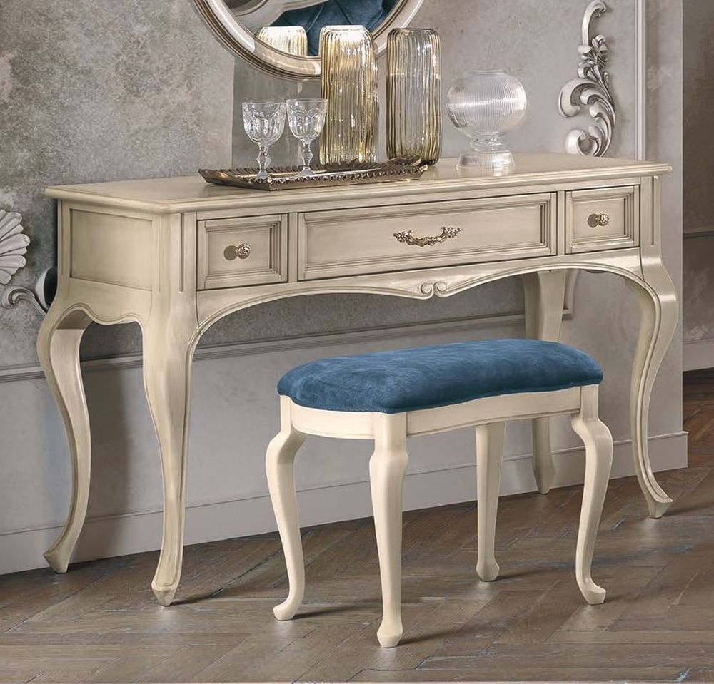 Camel Verdi Night Ivory Painted French Style 3 Drawer Dressing Table
