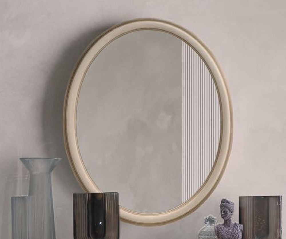 Camel Verdi Night Ivory Painted French Style Oval Wall Mirror 68cm X 95cm