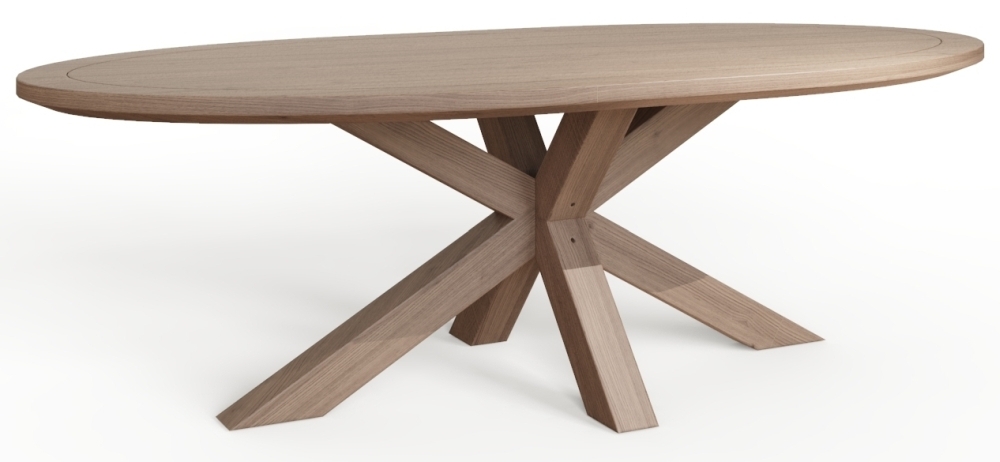 Carlton Barkington Oak 10 Seater Oval Dining Table With Double Cross Legs 240cm