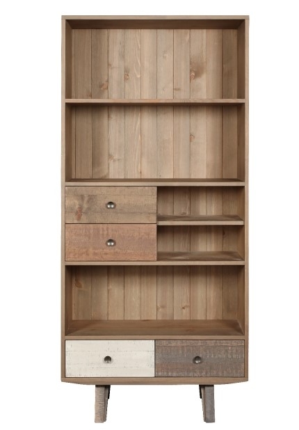 Carlton Boardwalk Distressed Pine Large Bookcase 90cm With 3 Drawer