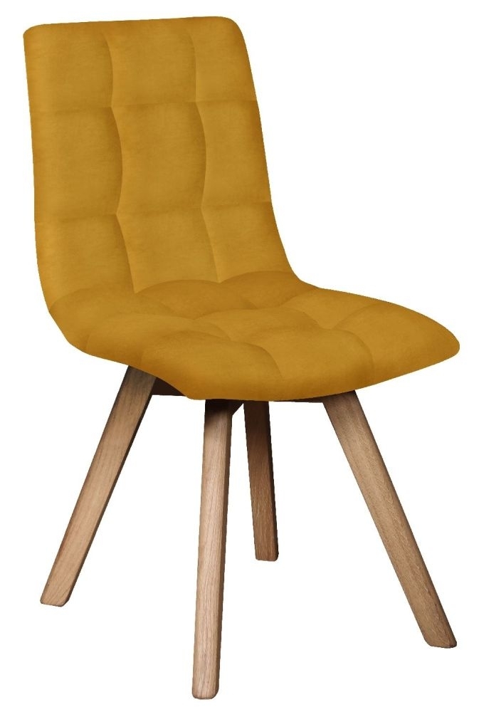 Carlton Dolomite Mustard Velvet Fabric Dining Chair Sold In Pairs
