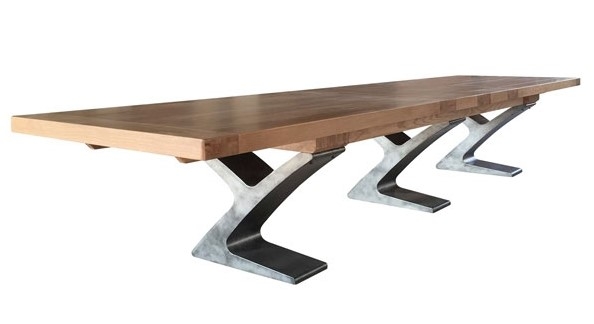 Carlton Windermere Smoked Oak Top With Metal Legs Extending Dining Table Rectangular Top