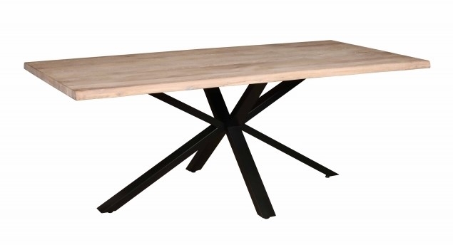 Carlton Modena Charcoal Oiled Dining Table 200cm With Spider Metal Legs Rectangular Top