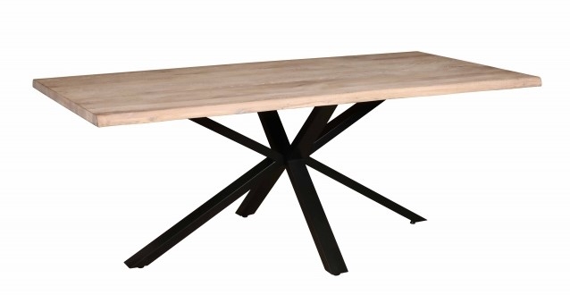 Carlton Modena Grey Oiled Dining Table 150cm With Spider Metal Legs Rectangular Top