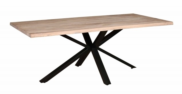 Carlton Modena Grey Oiled Dining Table 200cm With Spider Metal Legs Rectangular Top