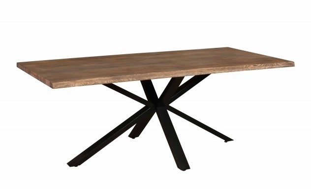 Carlton Modena Charcoal Oiled Dining Table 150cm With Spider Metal Legs Rectangular Top