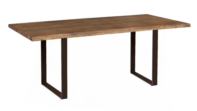 Carlton Modena Charcoal Oiled Dining Table 200cm With U Styled Metal Legs Rectangular Top