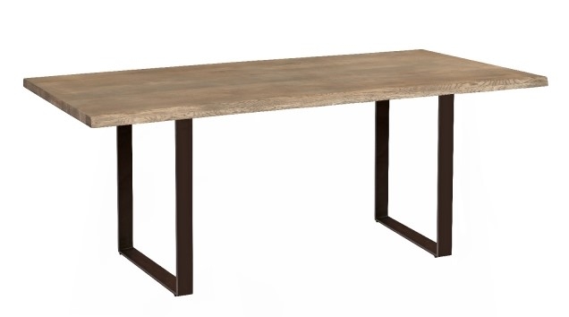 Carlton Modena Grey Oiled Dining Table 200cm With U Metal Legs Rectangular Top