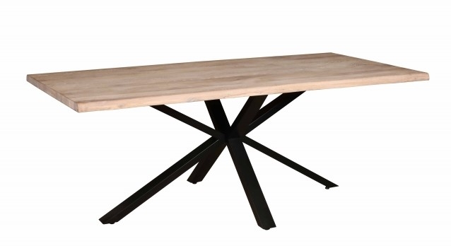 Carlton Modena Natural Oiled Dining Table 200cm With Spider Metal Legs Rectangular Top