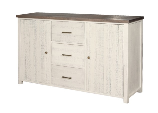 Carlton Sandbanks Distressed Off White 2 Door 3 Drawer Sideboard