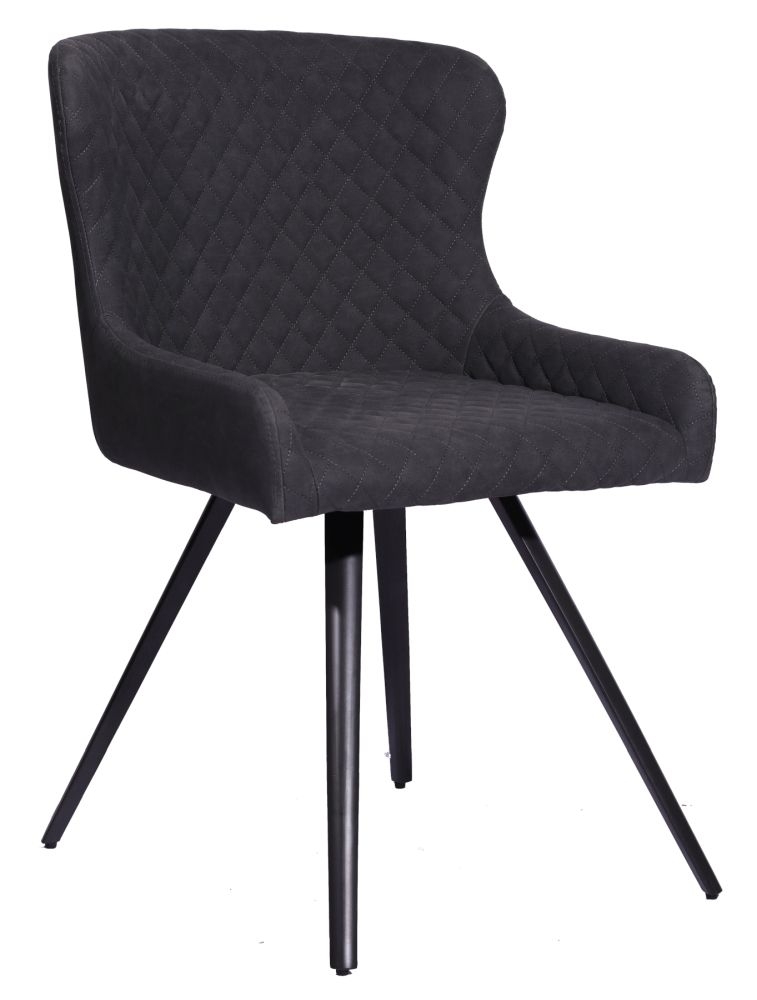 Alpha Grey Faux Leather Dining Chair Sold In Pairs