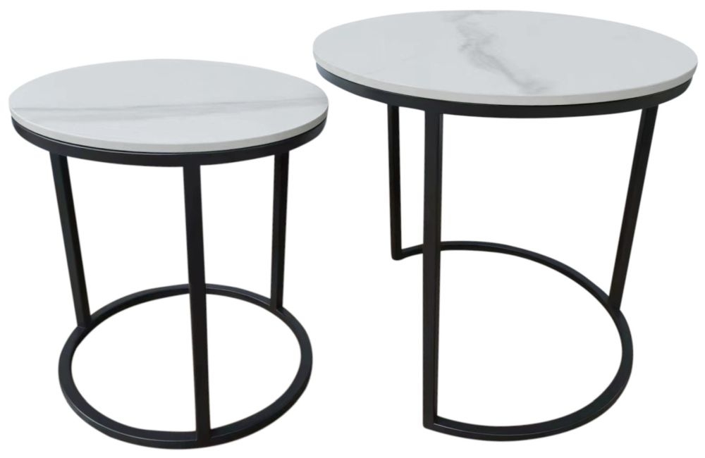 Athena Sintered Stone Round Nesting Lamp Tables