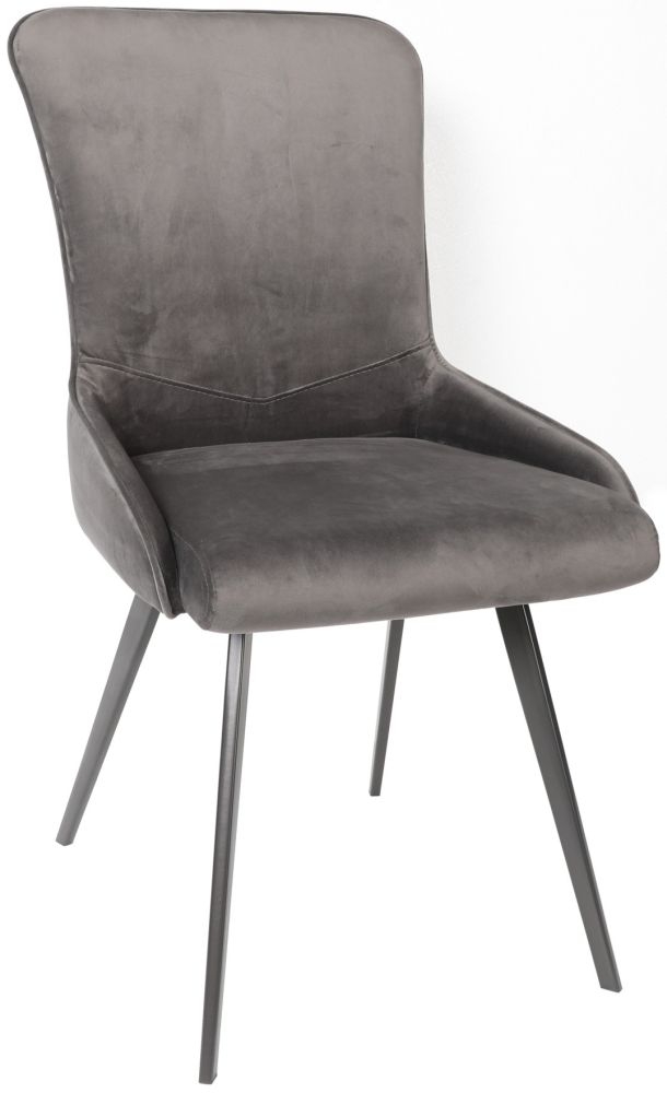 Austin Grey Velvet Fabric Dining Chair Sold In Pairs