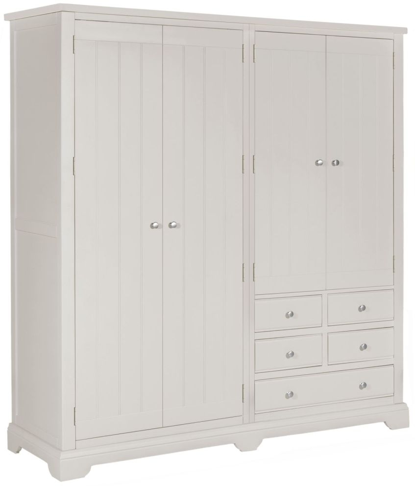 Berkeley Grey Painted 4 Door 5 Drawer Wardrobe