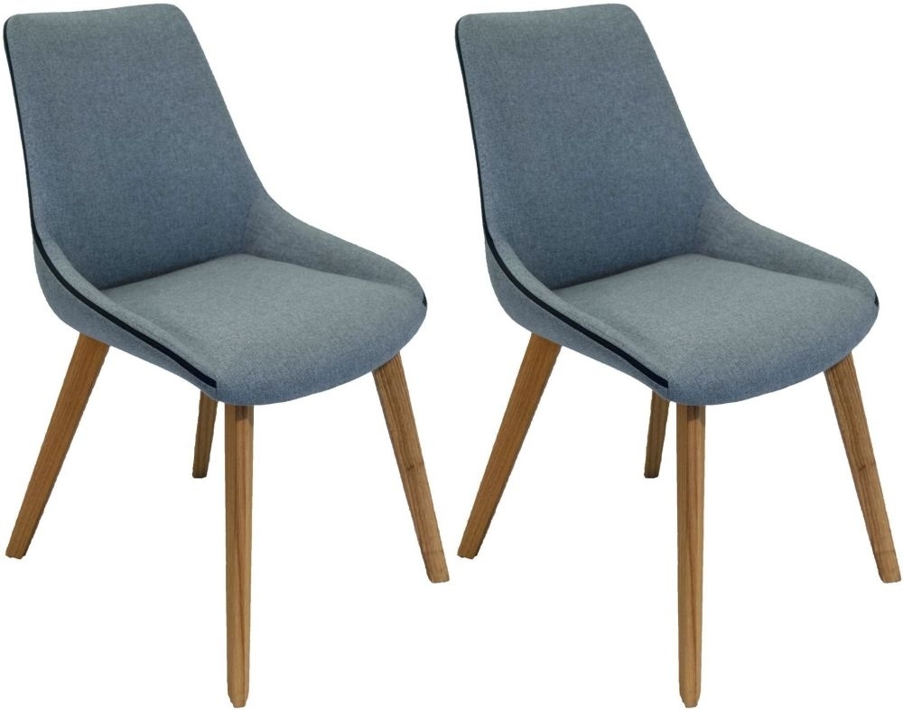 Carnaby Sterling Grey Fabric Dining Chair Pair Clearance Fs207