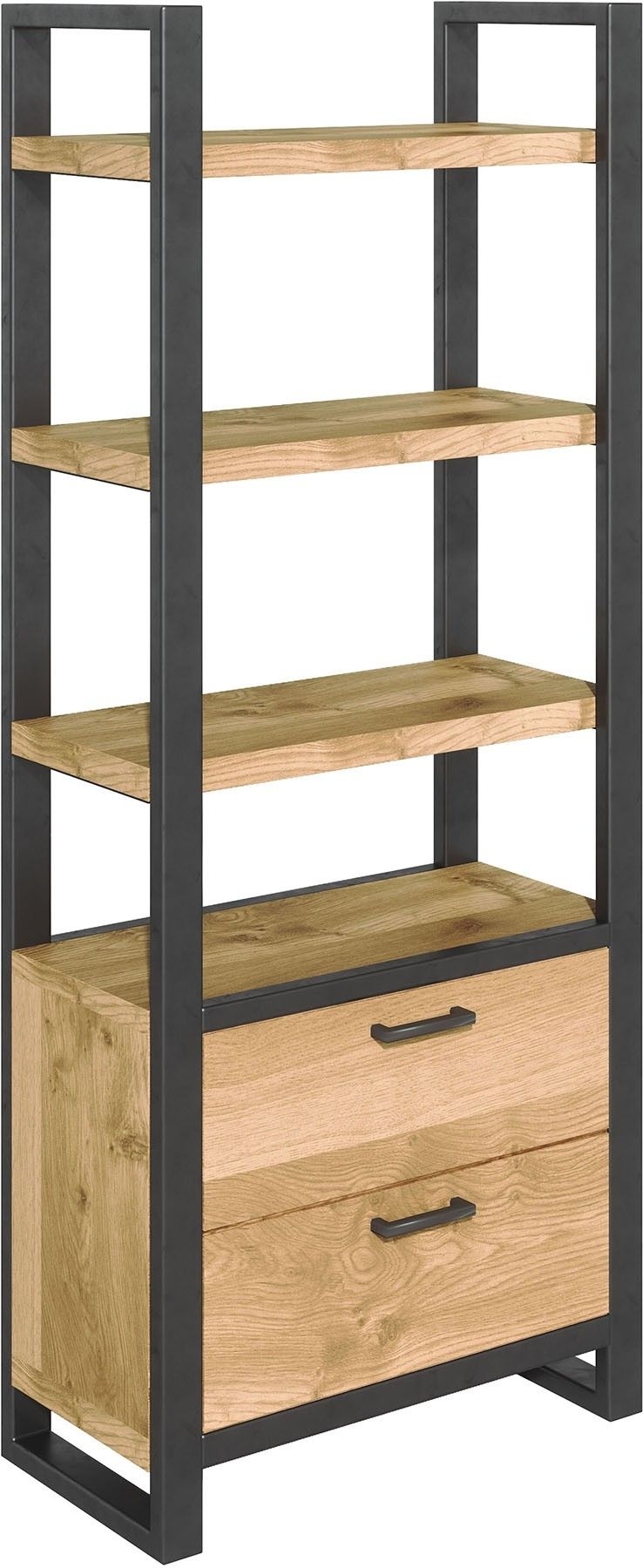 Fusion Scandinavian Style Oak Bookcase With 2 Drawers