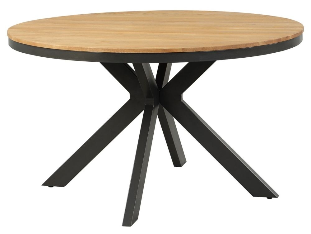 Fusion Scandinavian Style Oak Dining Table 130cm Seats 4 Diners Round Top