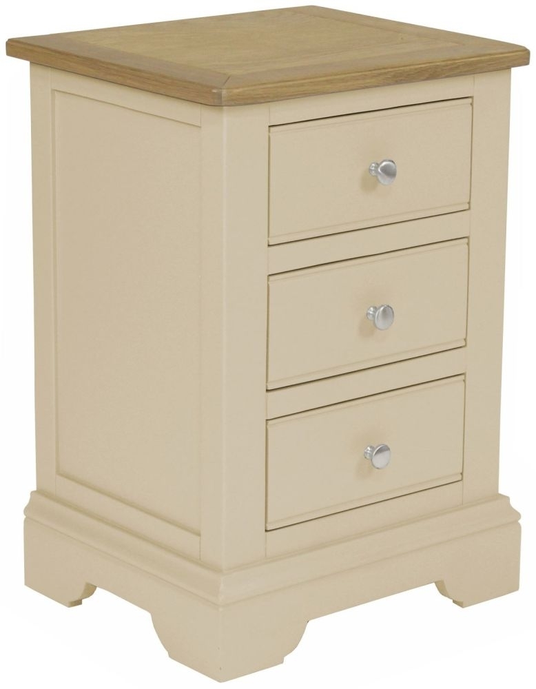 Harmony Cobblestone Oak And Painted 3 Drawer Bedside Cabinet