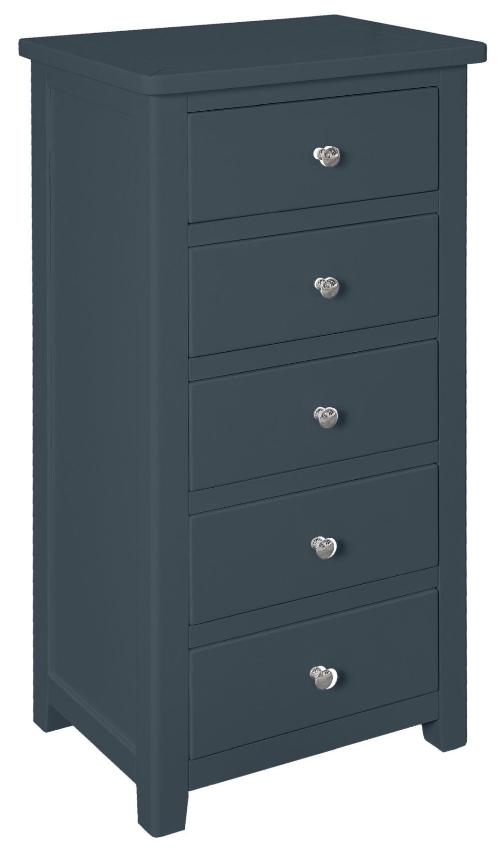 Henley Blue Painted 5 Drawer Narrow Chest