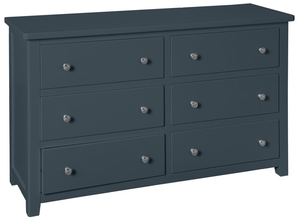 Henley Blue Painted 6 Drawer Wide Chest