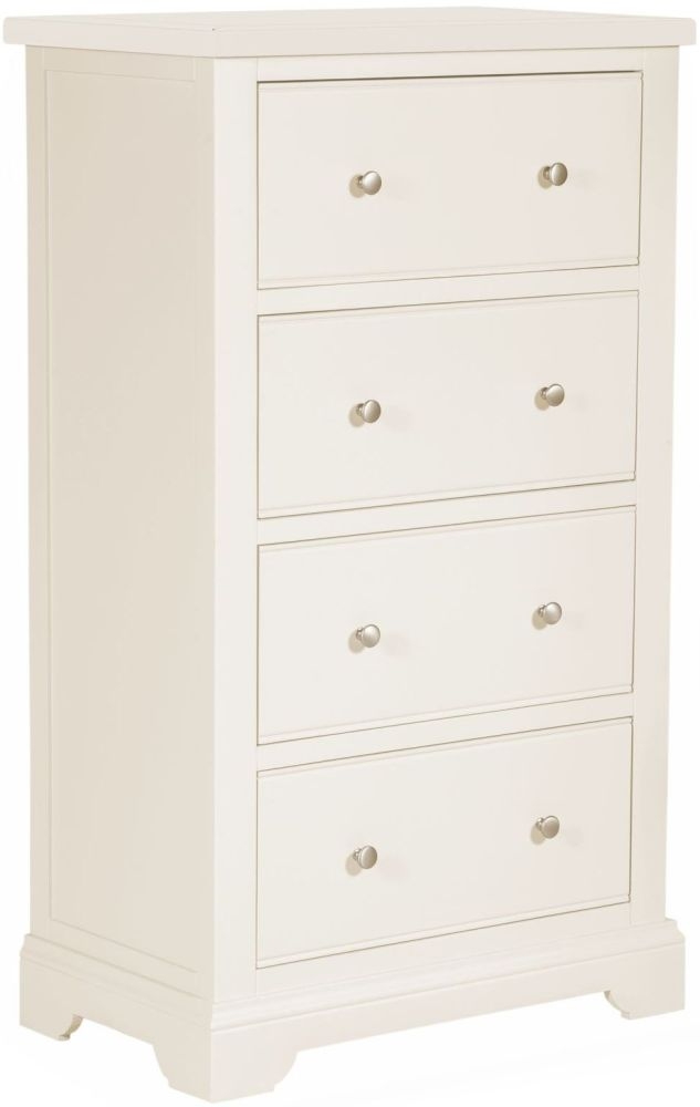 Lily White Painted 4 Drawer Tall Chest