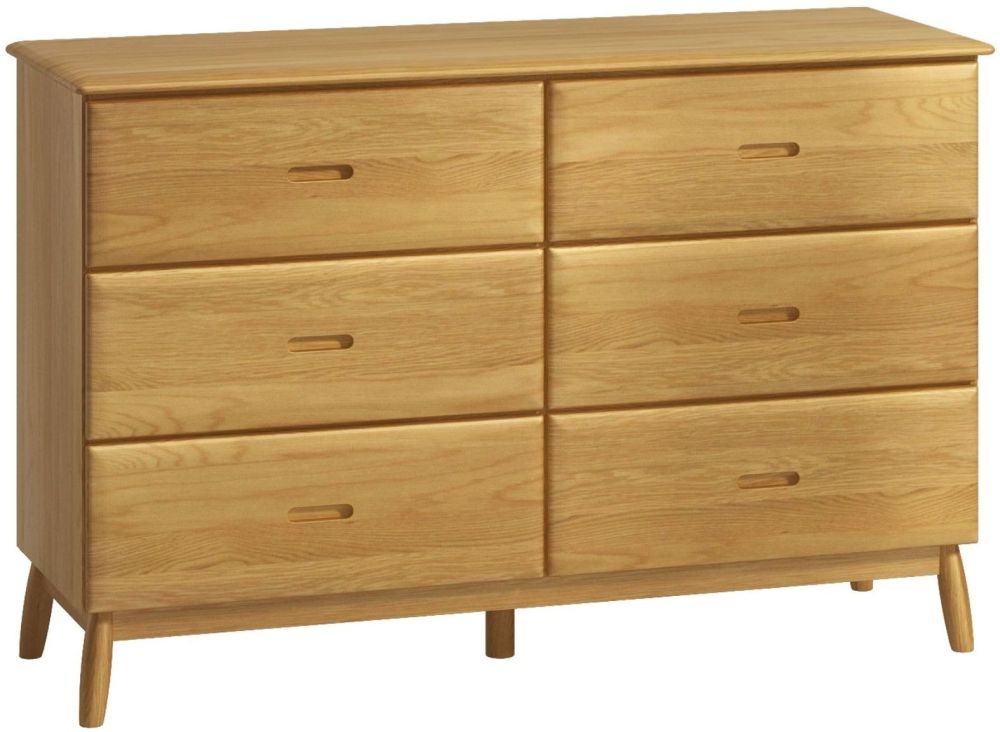 Malmo Oak 6 Drawer Wide Chest