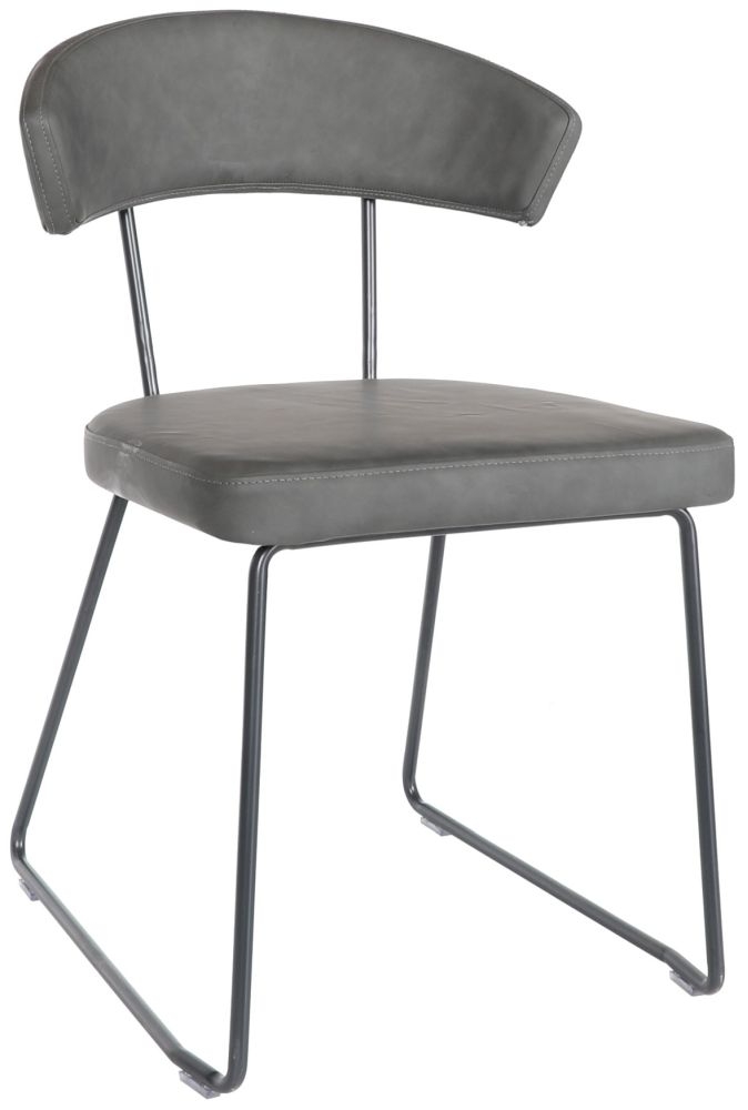 Milan Grey Faux Leather Dining Chair Sold In Pairs