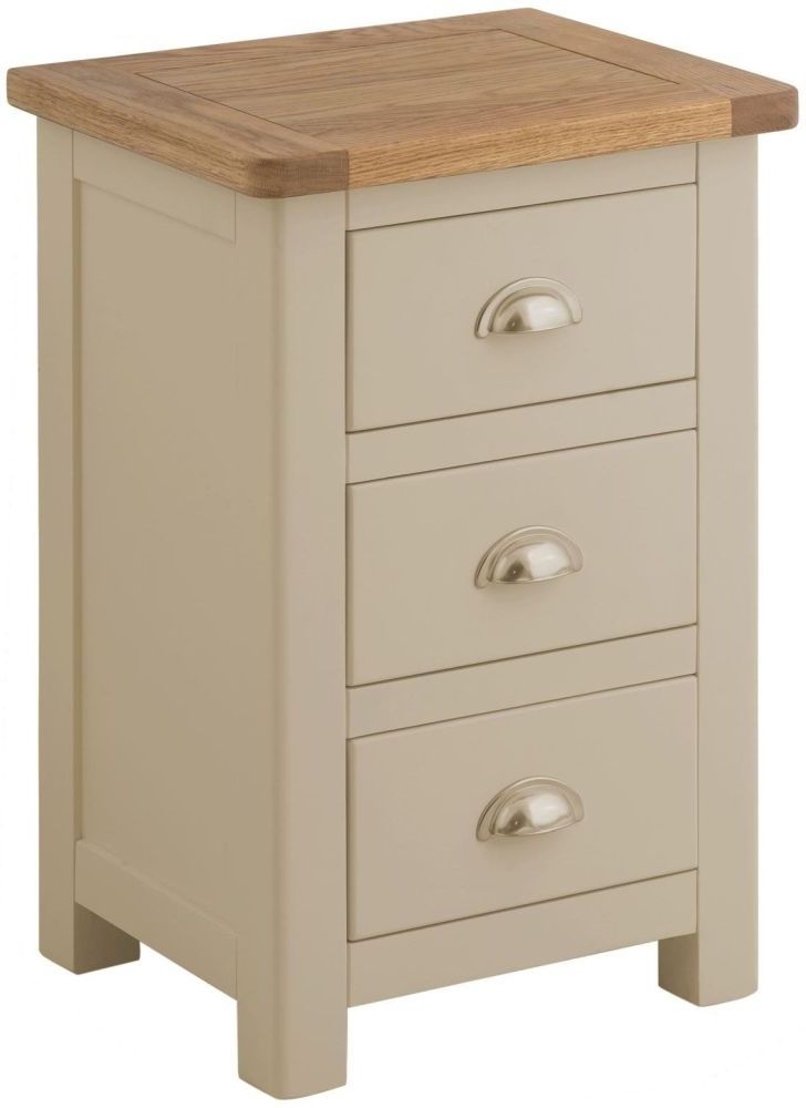 Portland Pebble Painted 3 Drawer Bedside Cabinet