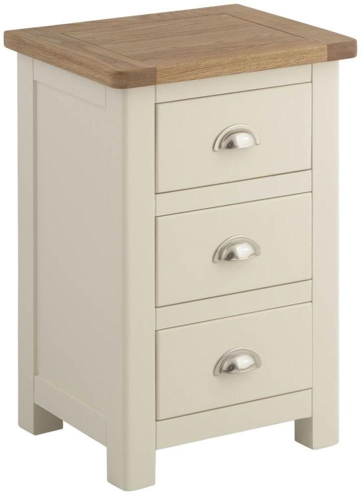 Portland Cream Painted 3 Drawer Bedside Cabinet