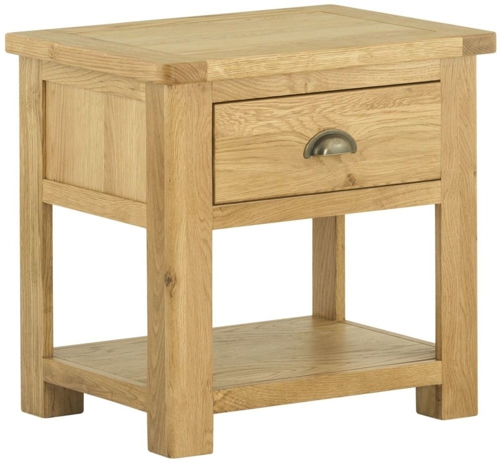 Portland Oak 1 Drawer Lamp Table