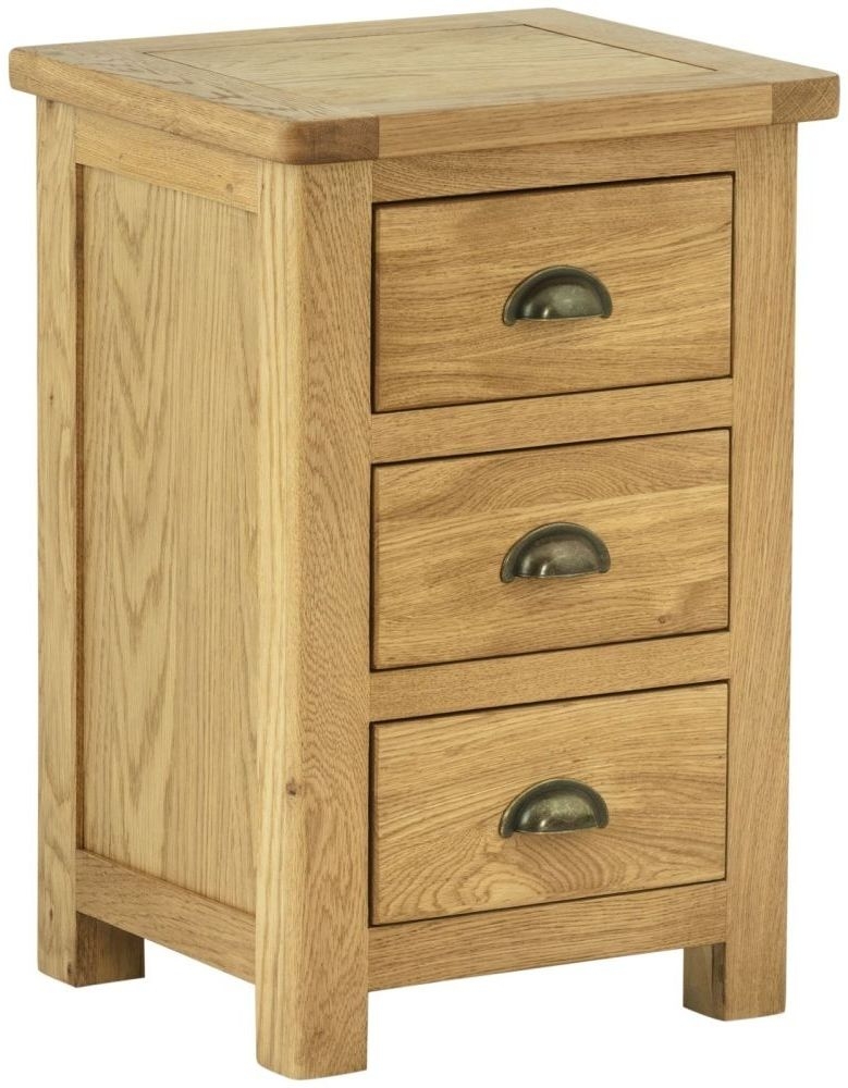 Portland Oak 3 Drawer Bedside Cabinet