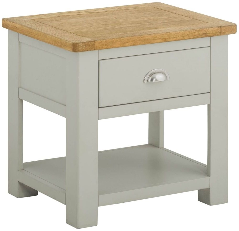 Portland Stone Painted 1 Drawer Lamp Table