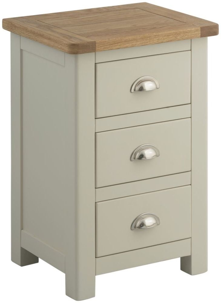 Portland Stone Painted 3 Drawer Bedside Cabinet