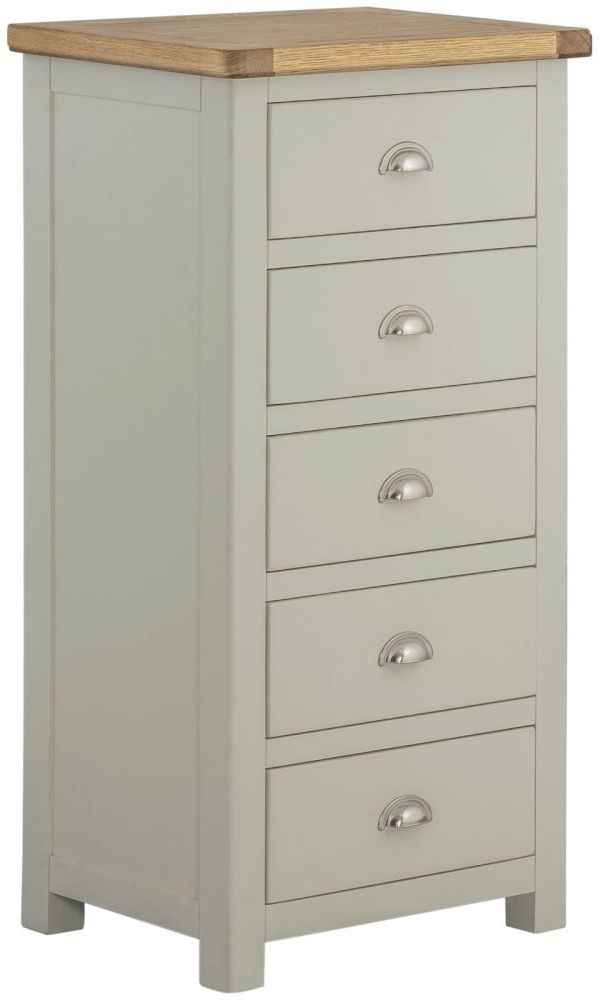 Portland Stone Painted 5 Drawer Wellington Chest