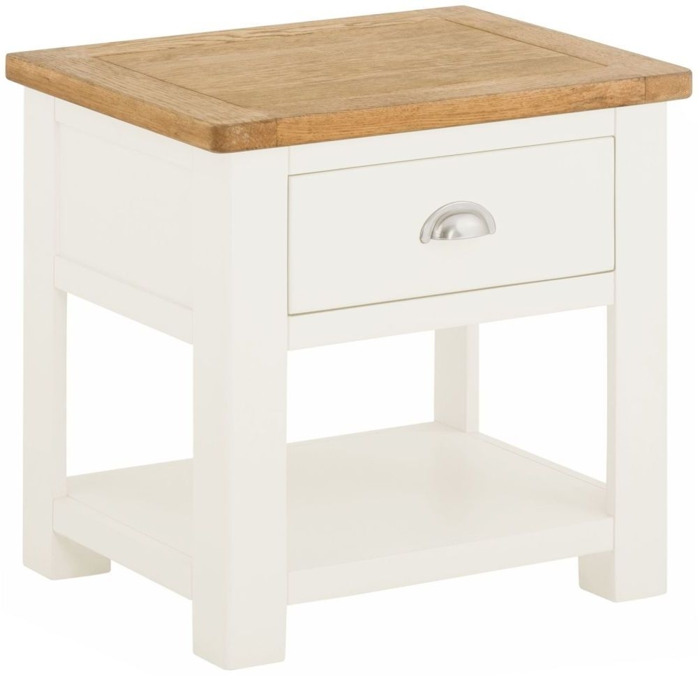 Portland Ivory White Painted 1 Drawer Lamp Table