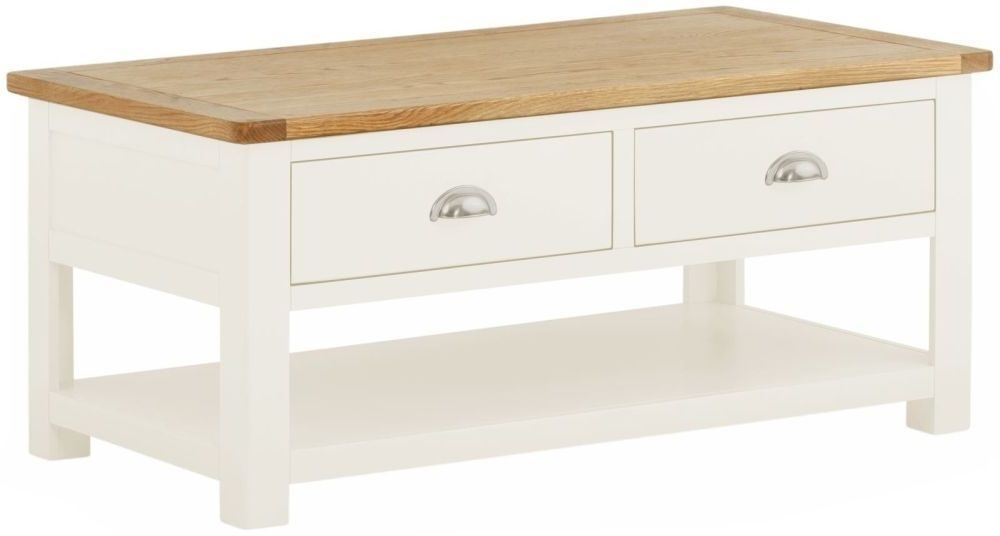 Portland Ivory White Painted 2 Drawer Coffee Table