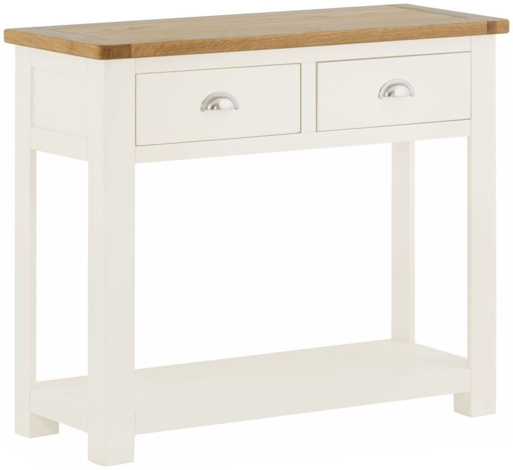 Portland Ivory White Painted 2 Drawer Console Table