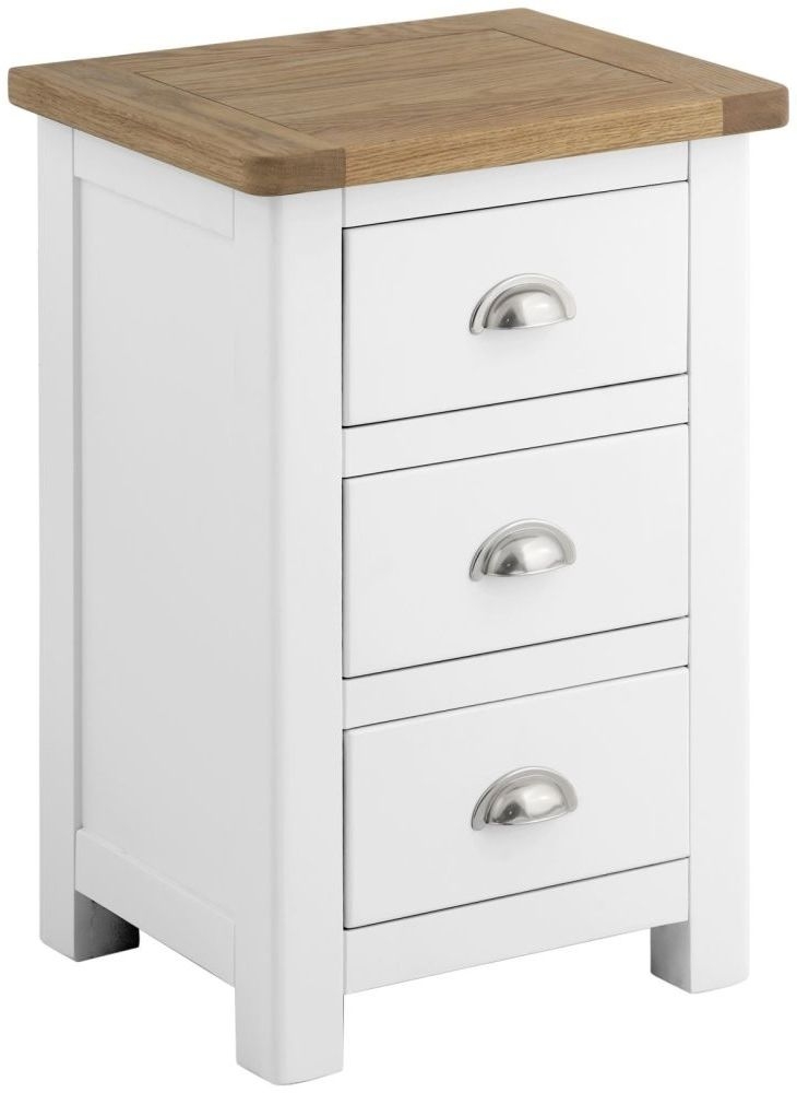 Portland Ivory White Painted 3 Drawer Bedside Cabinet