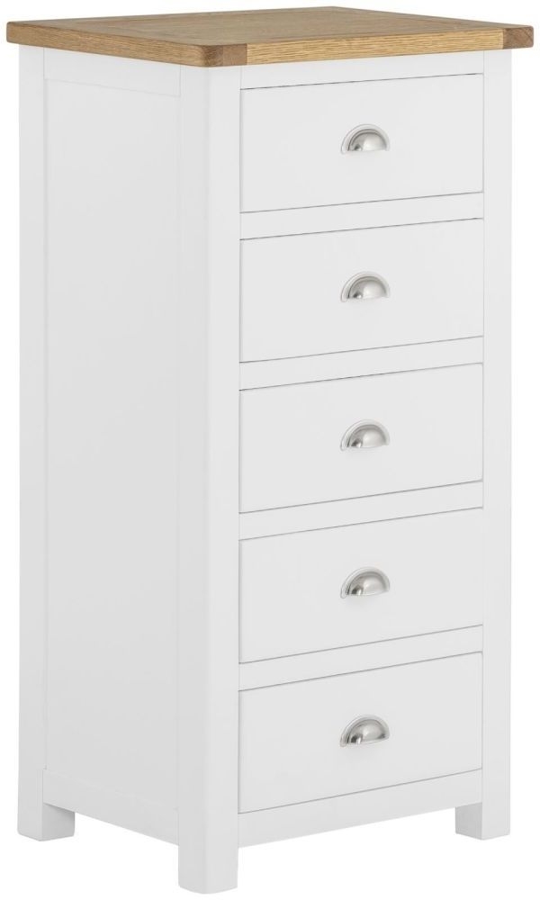 Portland Ivory White Painted 5 Drawer Wellington Chest