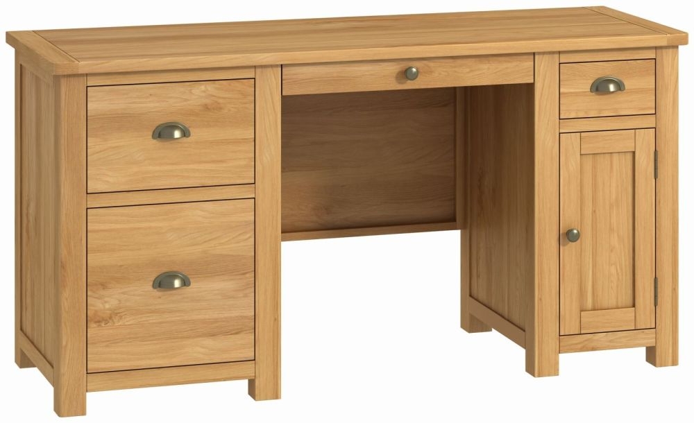 Portland Oak Double Pedestal Desk