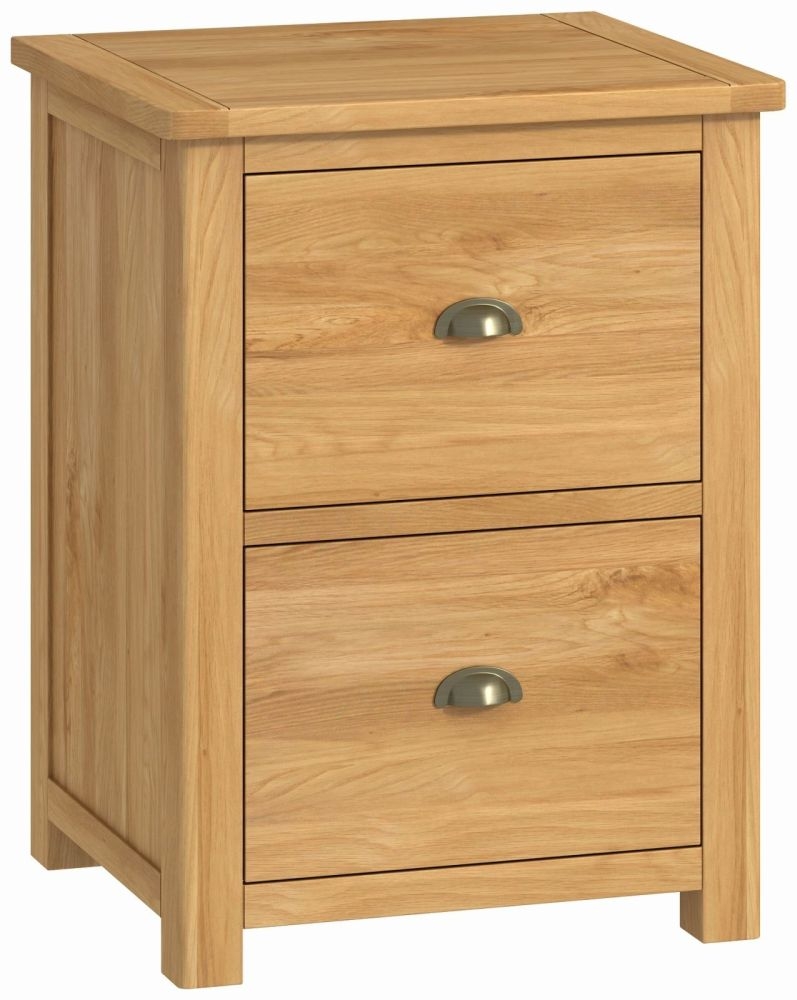 Portland Oak 2 Drawer Filing Cabinet