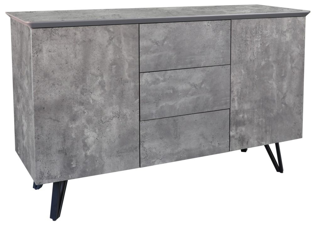 Tetro Grey Small Sideboard 110cm With 3 Drawers